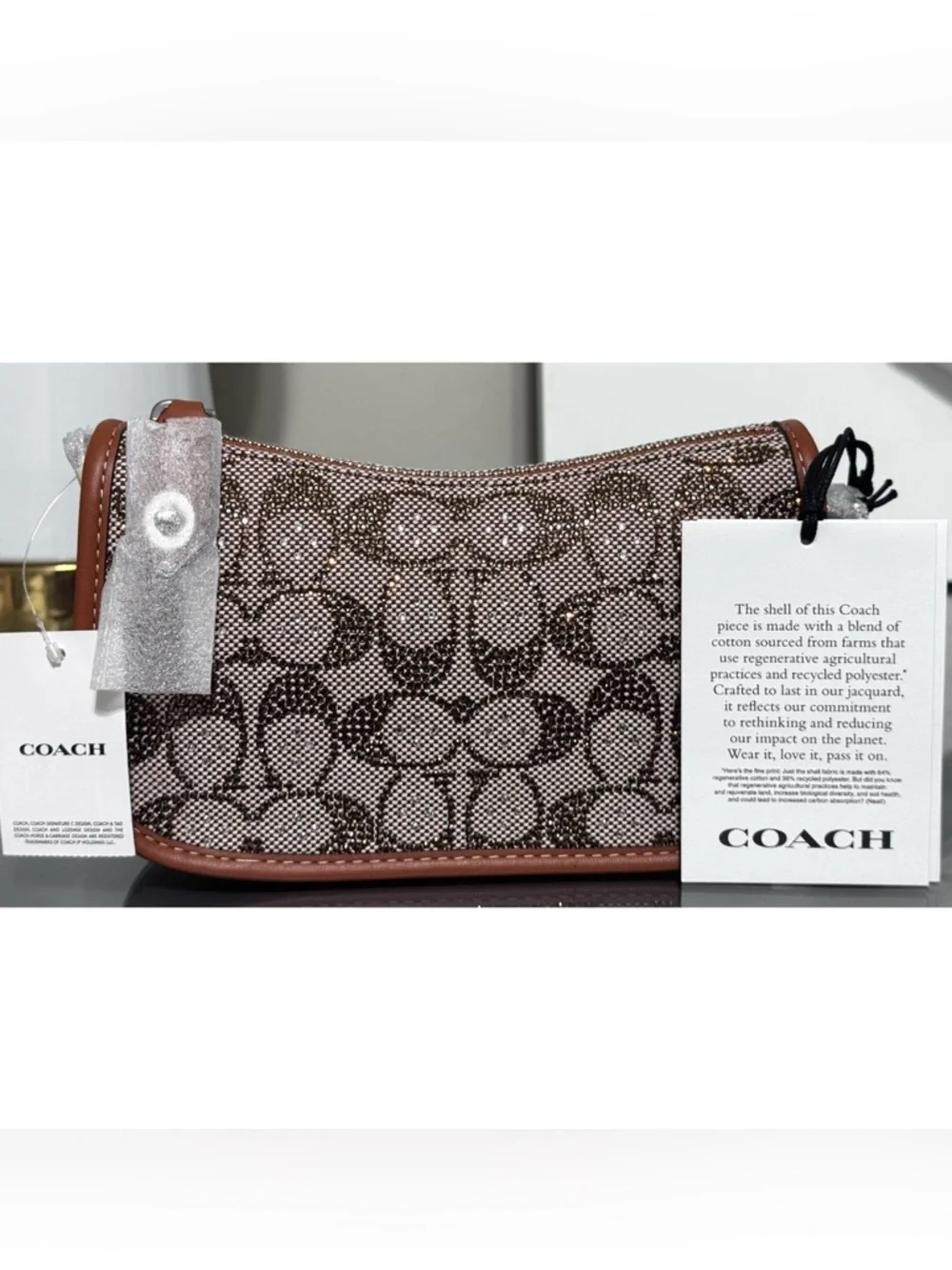 COACH Swinger Bag 20 With Chain In Crystal Signature Jacquard Shoulder Bag‎